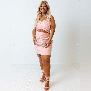 Impressions Blush Pink Crisscross Mini Dress